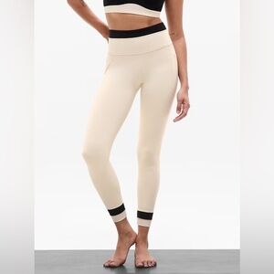 Athleta Salutation Stash Double Up Tight, Bone/Black, Size L